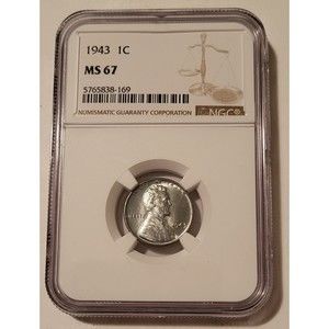 1943 Lincoln Wheat Steel Cent MS67 NGC
